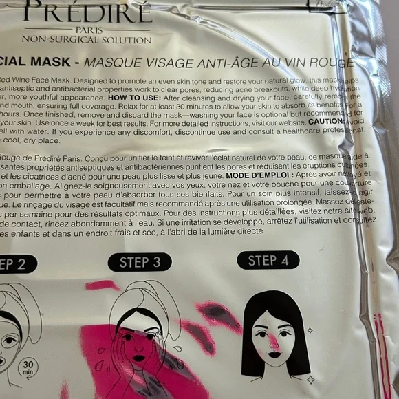 Prédiré Paris Red Wine Anti-Aging Facial Mask - SEALED - Picture 8 of 8